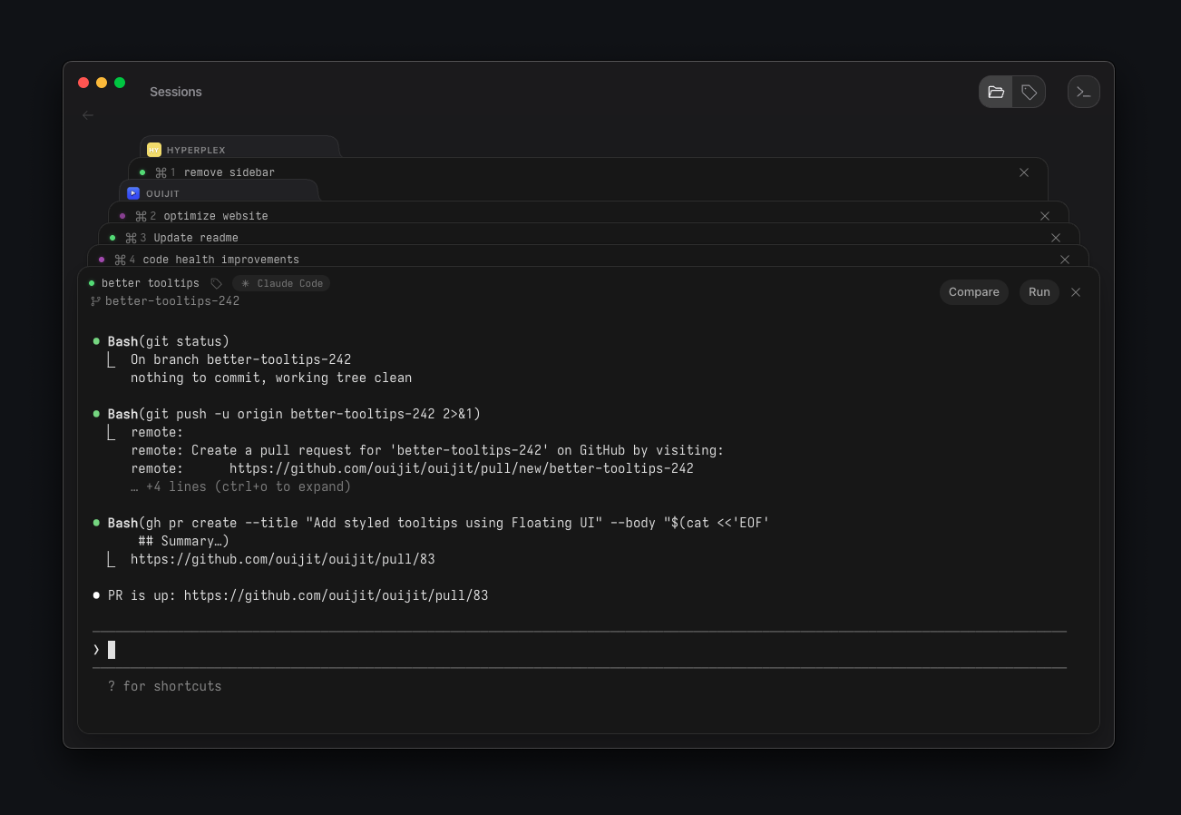 Card stack style terminal UX